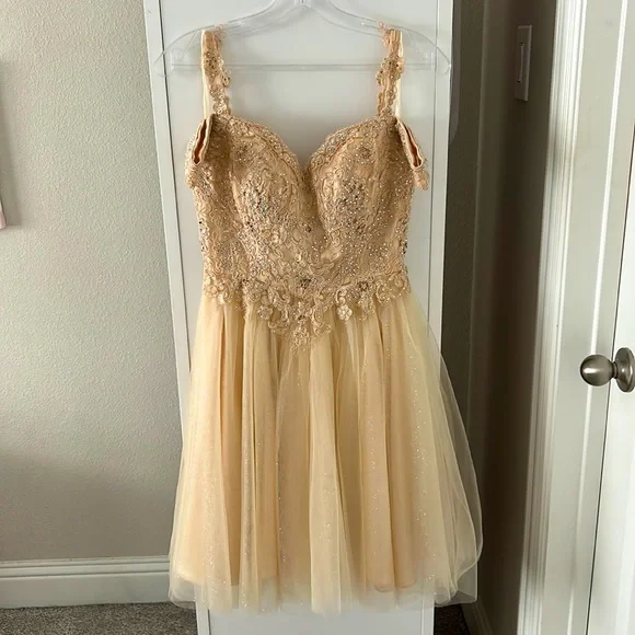 slim fit dress slacks Gold Junior Bridesmaid Dress | Fashion Girl Dresses